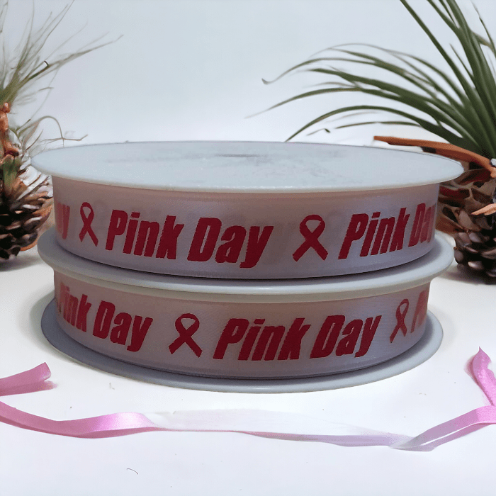 440345882_1156920365722244_3973028034036839693_n-Photoroom-1 Customised Pink Day Breast Cancer Awareness Ribbons 15mm x 25 Metre Roll - Image 1